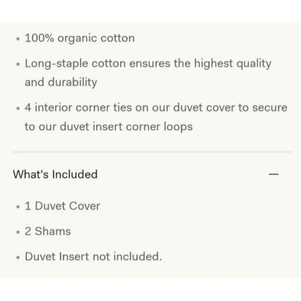 Boll & Branch Signature Hemmed Duvet Set Shore Botanical F/Q Organic Cotton $379